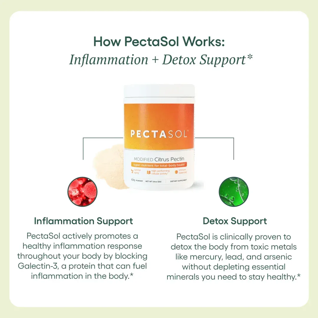 modified citrus pectin PectaSol-C detox binder daily detox immune system support inflammation support glyphosate detox toxin removal cellular detox heavy metal detox