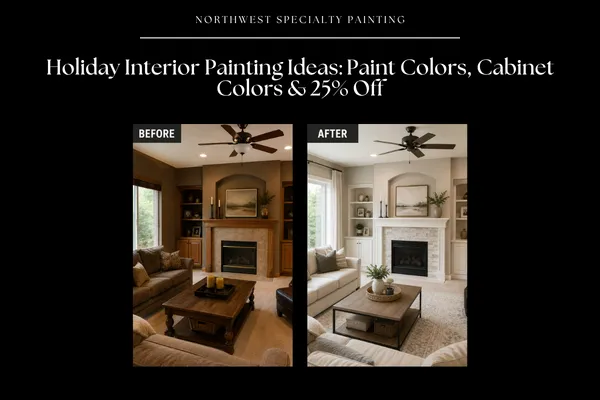 Blog cover image featuring the before and after photos of a freshly repainted 90's living room