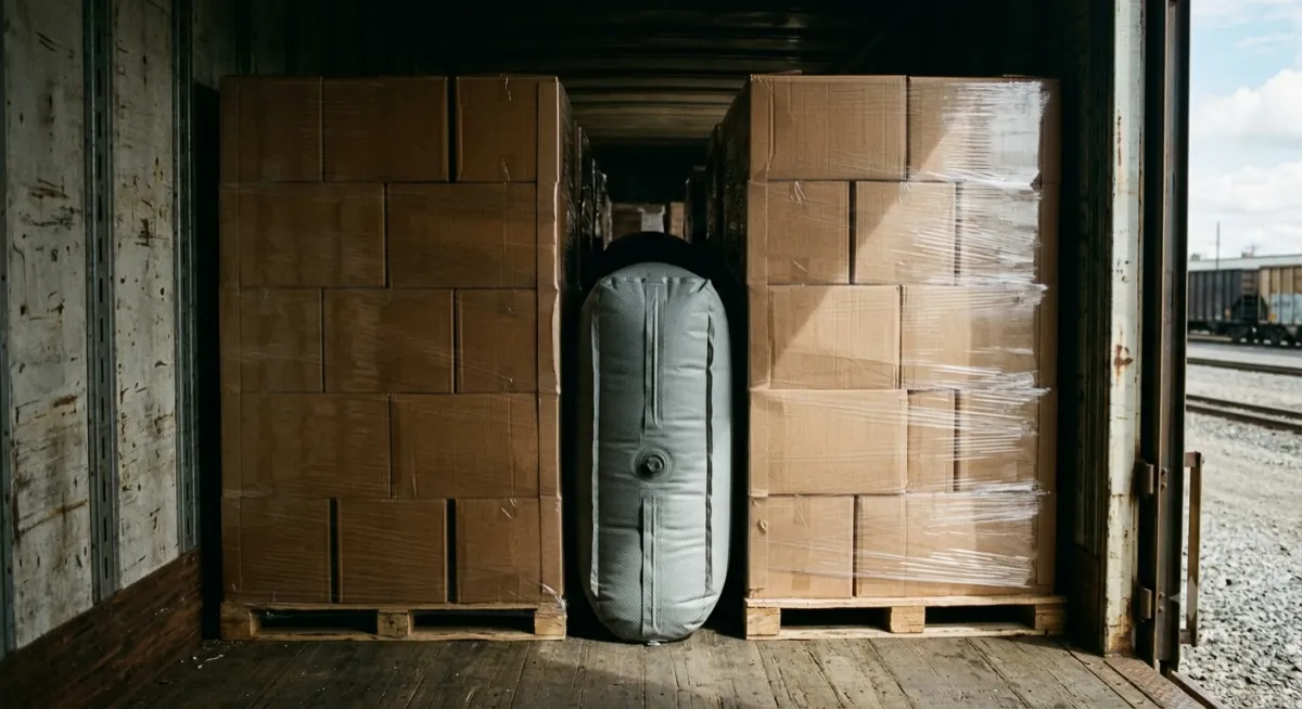 Dunnage bag in a boxcar