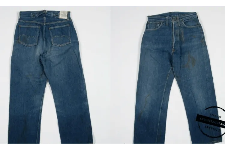 A front and back image of Viola Longacre's Levs 401 jeans.