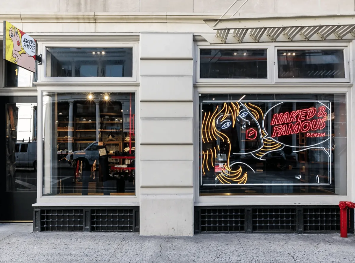Naked and Famous store front, Soho, New York City