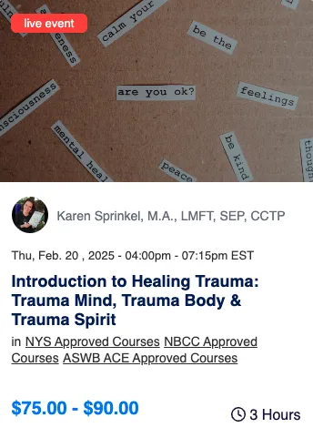 intro to healing trauma class