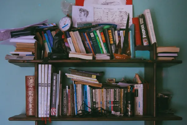 A Messy Bookshelf