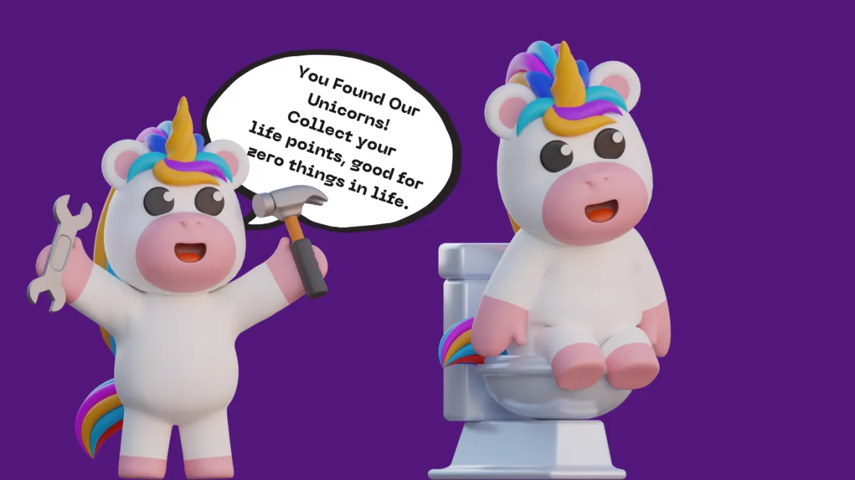 Unicorn on a toilet for 404 Error