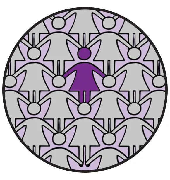 Circular icon with abstract tree branches and roots, symbolizing personal growth and development