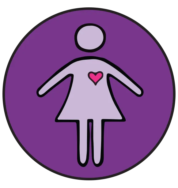 Purple circular icon of a female figure, symbolizing women-led businesses and leadership.