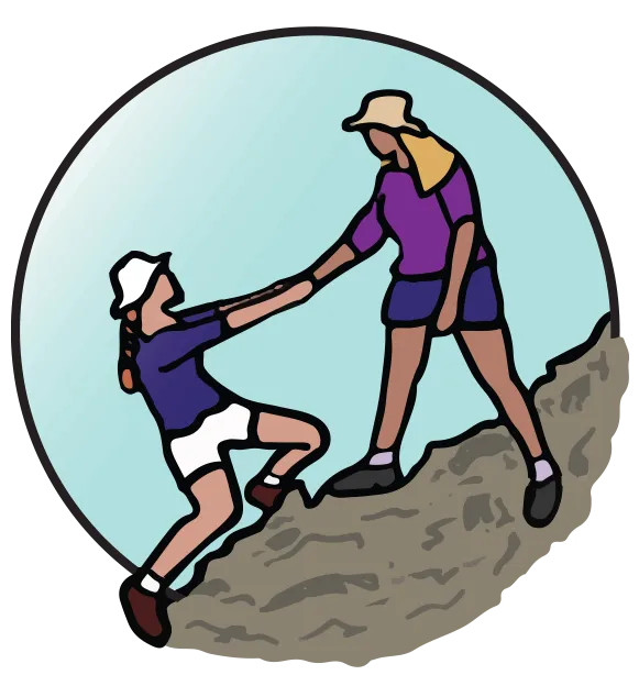 Illustration of a woman with a laptop, representing contribution, participation, and sharing expertise