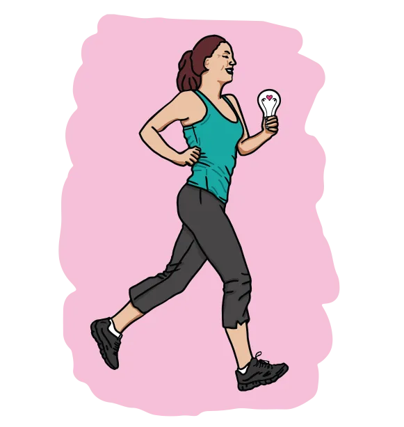 Illustration of a woman walking with purpose, representing motivation and forward momentum.
