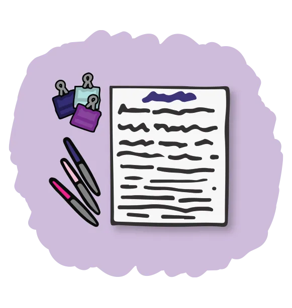 Illustrated clipboard and pen with decorative flowers, symbolizing learning, growth, and overcoming business roadblocks.