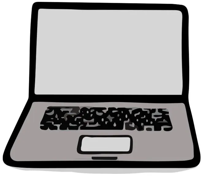 Illustrated laptop icon used for press and general enquiries.