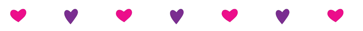 Decorative row of pink and purple hearts representing community and connection at The Inspire Network.