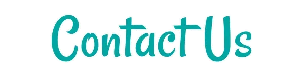 Graphic with text "Contact Us" in playful teal font, placed over a gradient teal background.