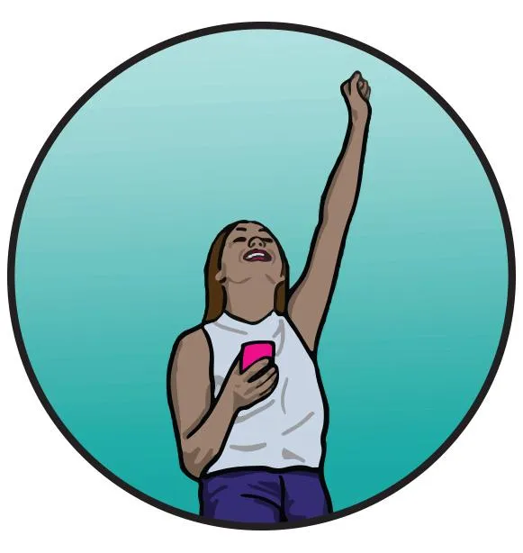 Illustration of a woman holding up a heart, symbolizing making a positive impact in the world.