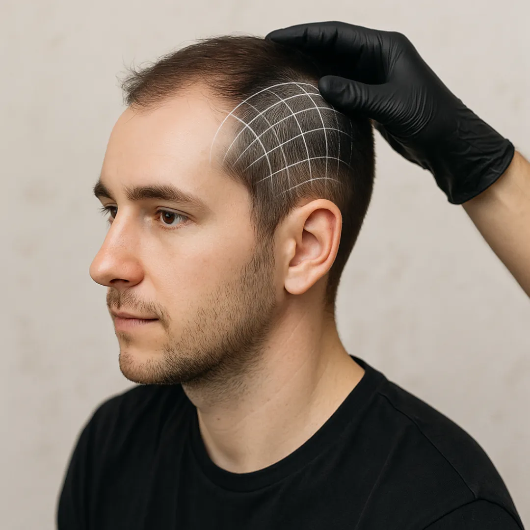 A certified SMP artist maps your hairline and matches your natural pigment tone.