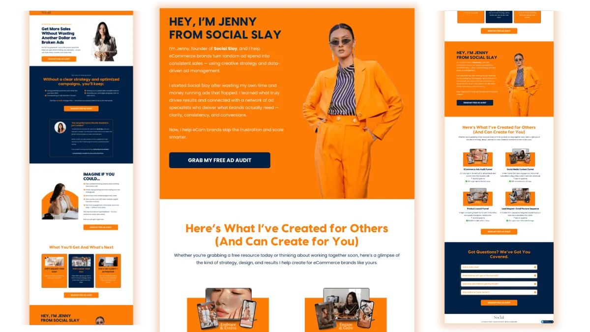 Lead magnet funnel landing page designed for digital marketing agencies and service providers to generate qualified leads and showcase expertise.
