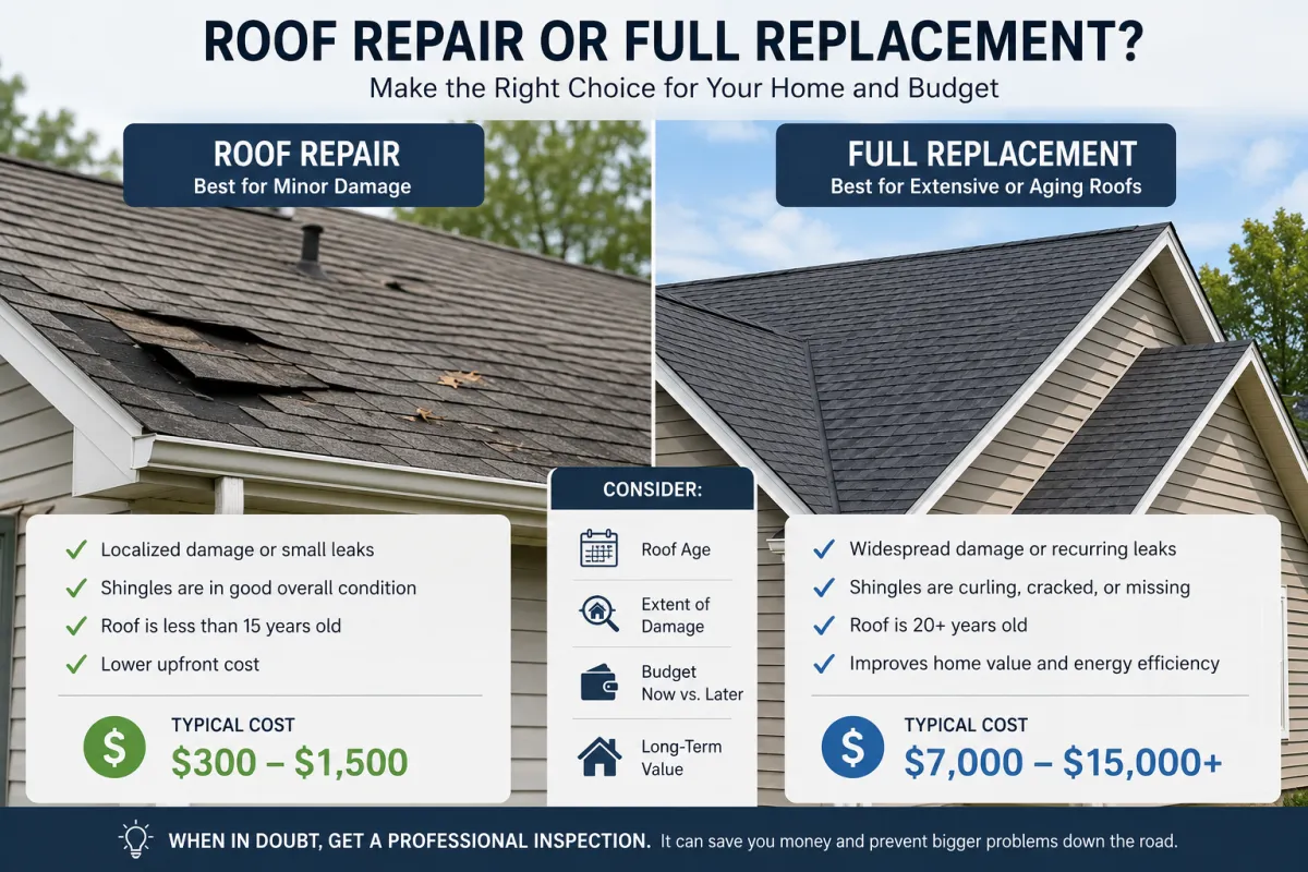 Roof Repair or Full Replacement: How Do You Know Which You Need?