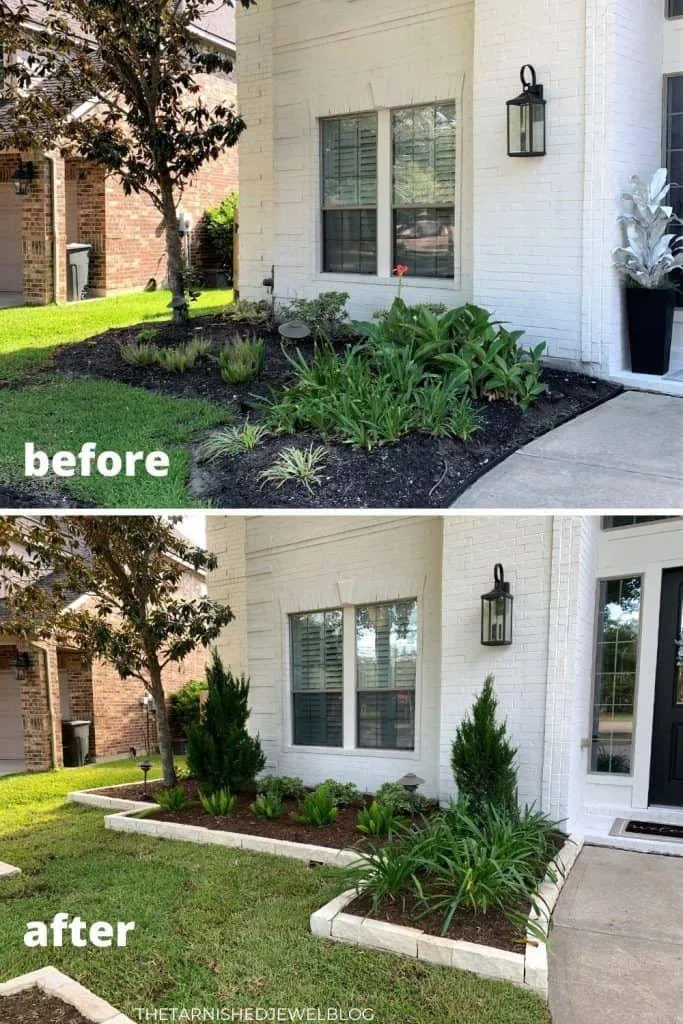 Backyard patio with custom stonework and surrounded by a variety of plants, highlighting professional landscaping services.