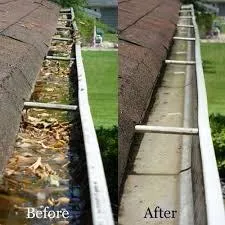 Clean eavestroughs after professional cleaning service, ready for rainwater management.