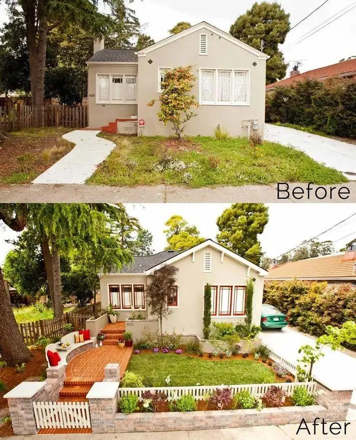 Residential landscaping project enhancing curb appeal