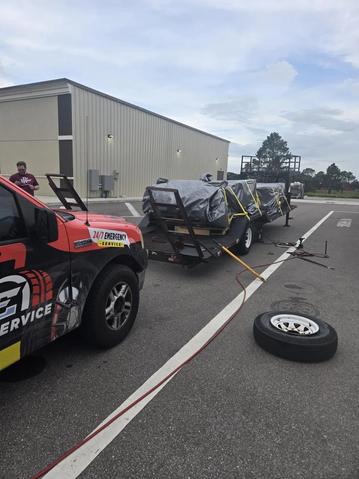 picture of a tire service job on a trailer 