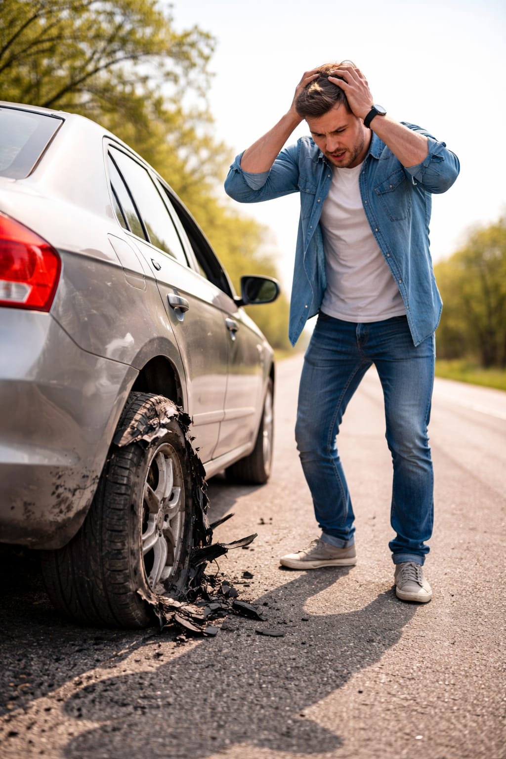picture of a tire service job on the road