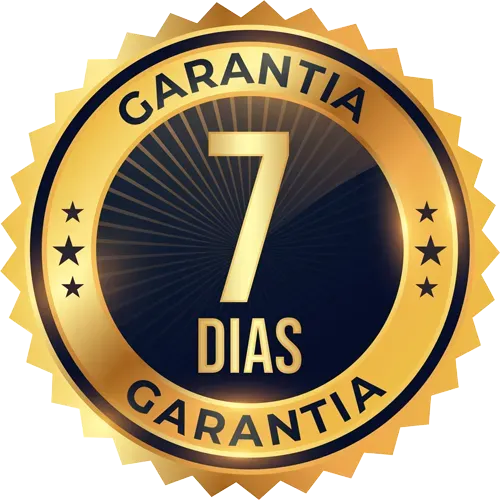 Circular badge illustration showing a stylized guarantee seal with bold check mark and '7-day' text