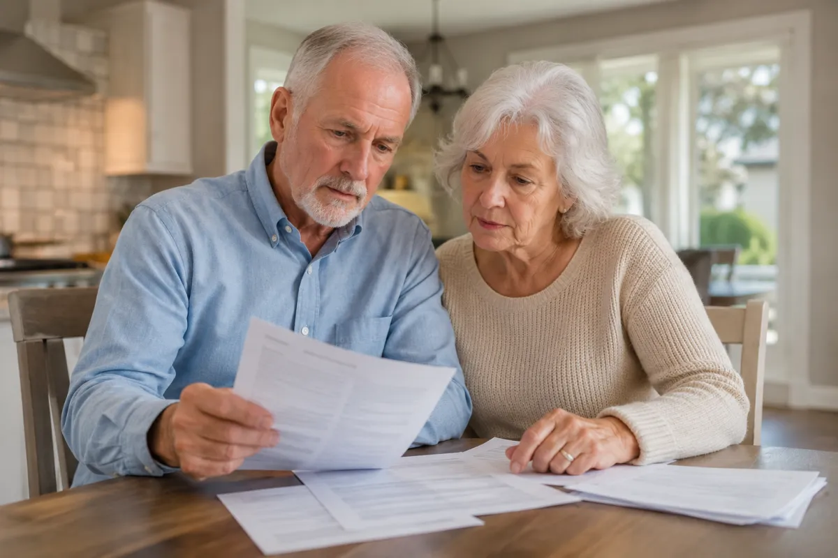 Senior couple discussing funeral planning and Final Expense insurance in Bartlett Tennessee
