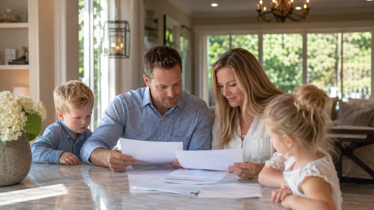 Growing Tennessee family reviewing Term Life and Permanent Life Insurance planning options