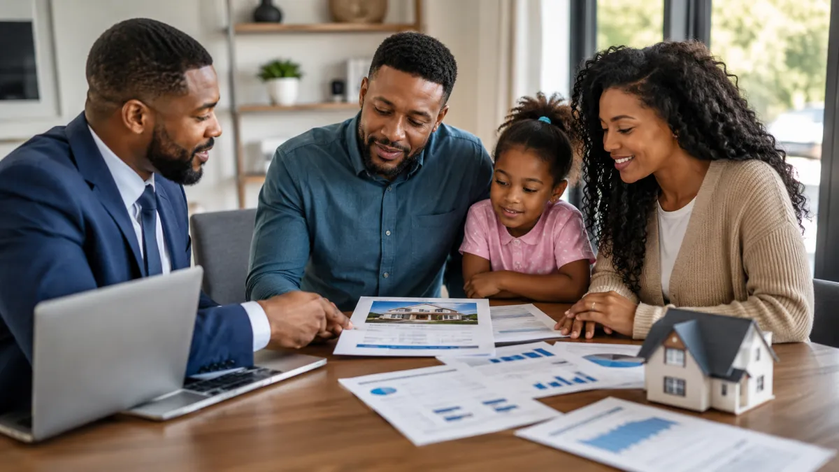 Germantown Tennessee family reviewing mortgage protection and Term Life Insurance options with financial advisor