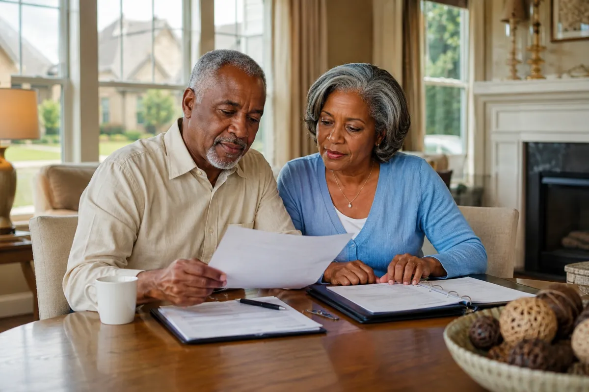 Memphis retiree couple reviewing Final Expense Insurance options together at home