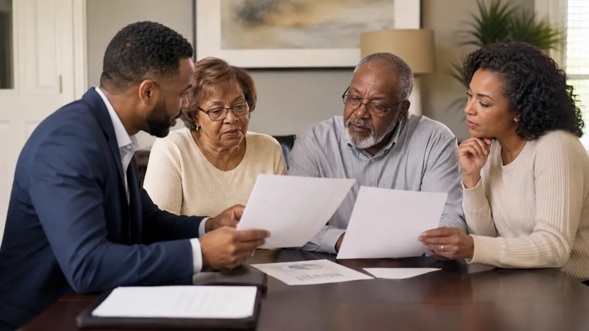 Olive Branch Mississippi family discussing Final Expense Insurance and funeral planning with advisor