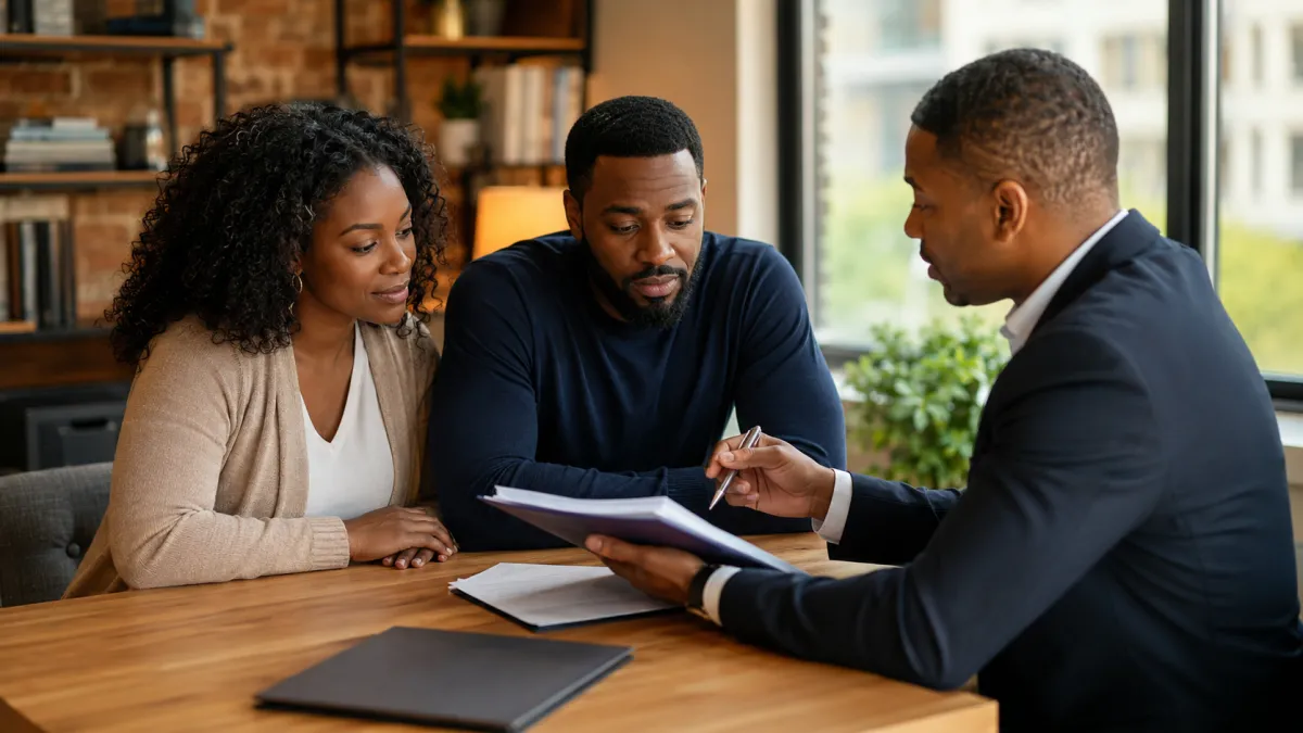 Memphis family discussing Term Life Insurance after reviewing medical history with an insurance advisor