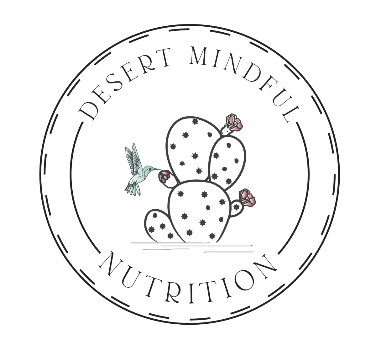 Desert Mindful Nutrition cactus and hummingbird image