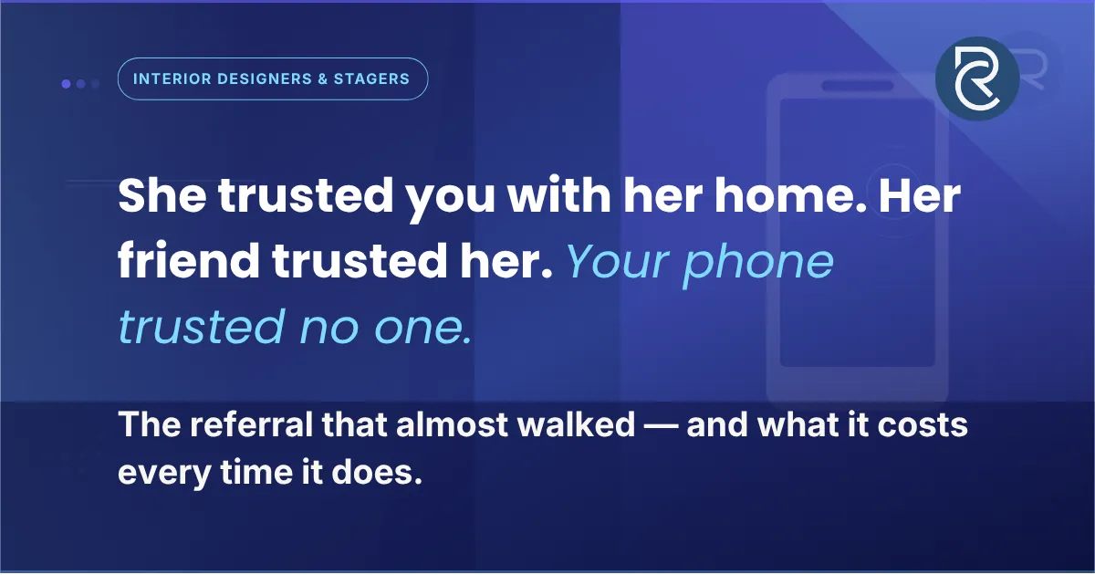 "The Referral That Almost Walked" — luxury interior designer  loses referral call while on job site; Chaaropik AI for missed referral  response in high-end home services