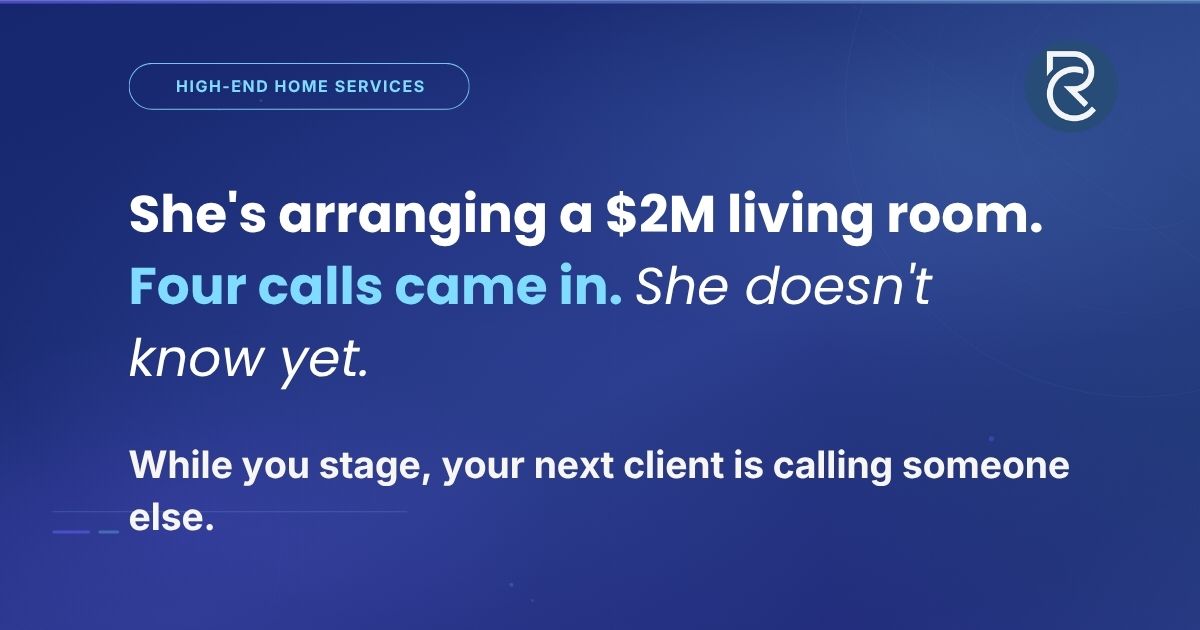 Home stager missing client calls while on job site — Chaaropik AI intake system for luxury home services