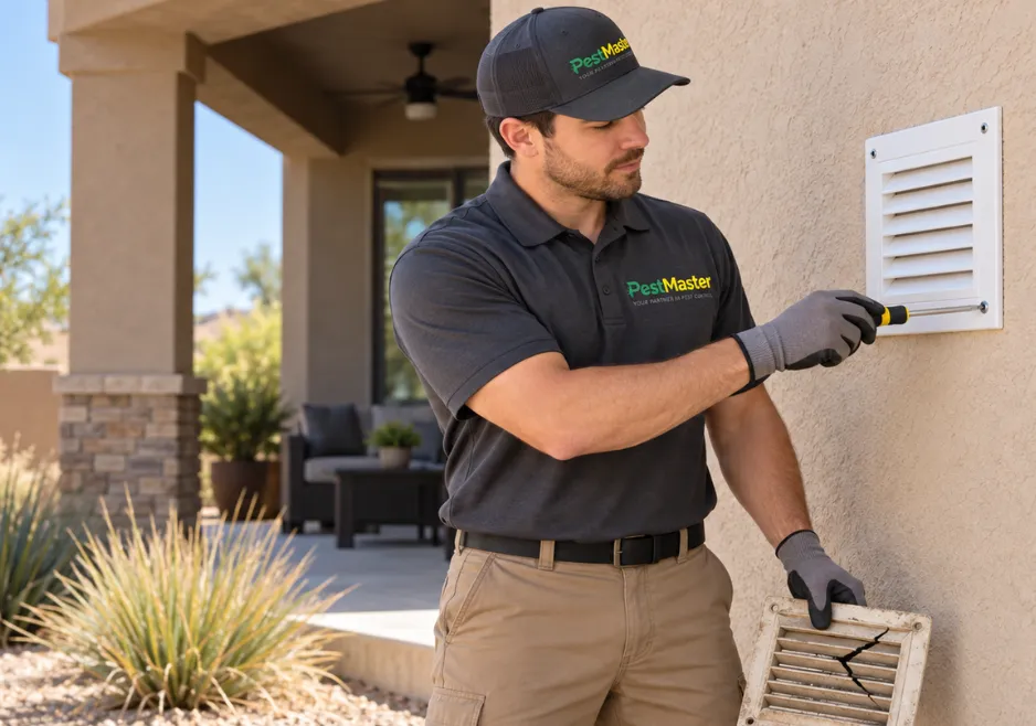 PestMaster pest-control professional wearing a branded uniform