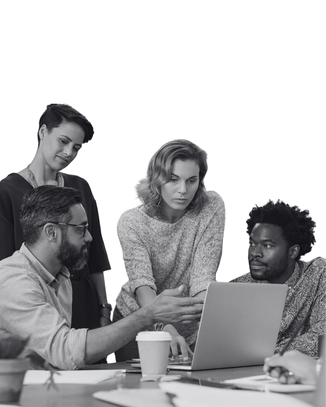 Human Resources team working and talking.