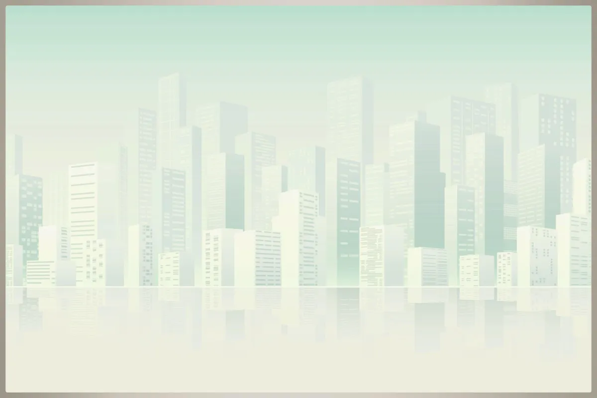 Abstract city skyline connecting New York and New Delhi.