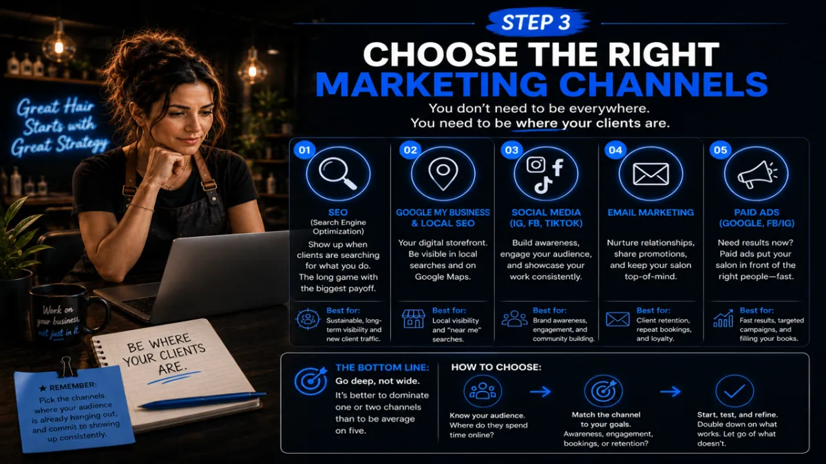 Step 3: Choose the Right Marketing Channels (Or Stop Wasting Time on TikTok If Your Clients Are on Facebook)