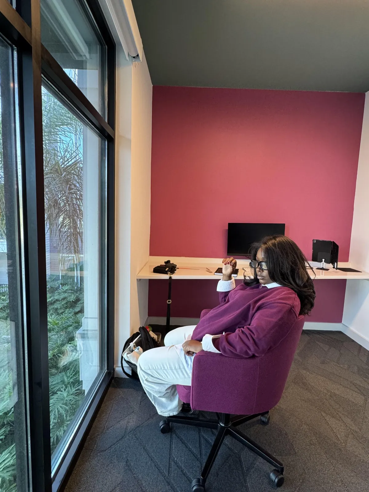 SheHEAR framework diagram on a whiteboard with labeled nodes, arrows, purple and tan annotations, and hand-drawn icons.