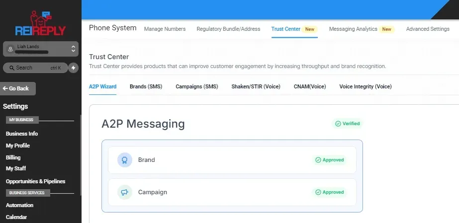 A2P REGISTRATION APPROVED