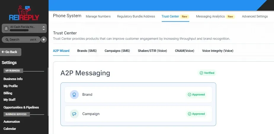 A2P REGISTRATION APPROVED