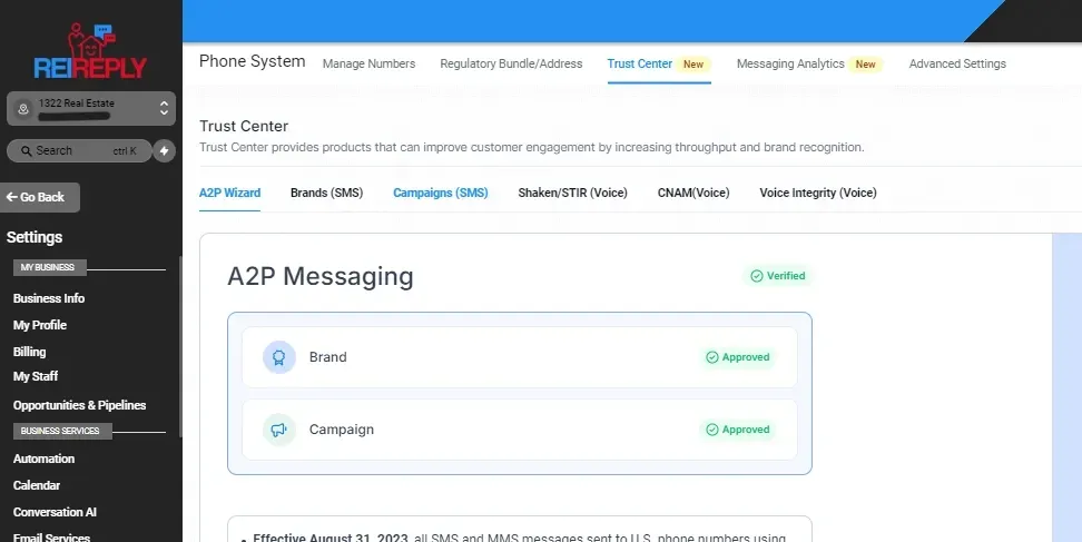 A2P REGISTRATION APPROVED