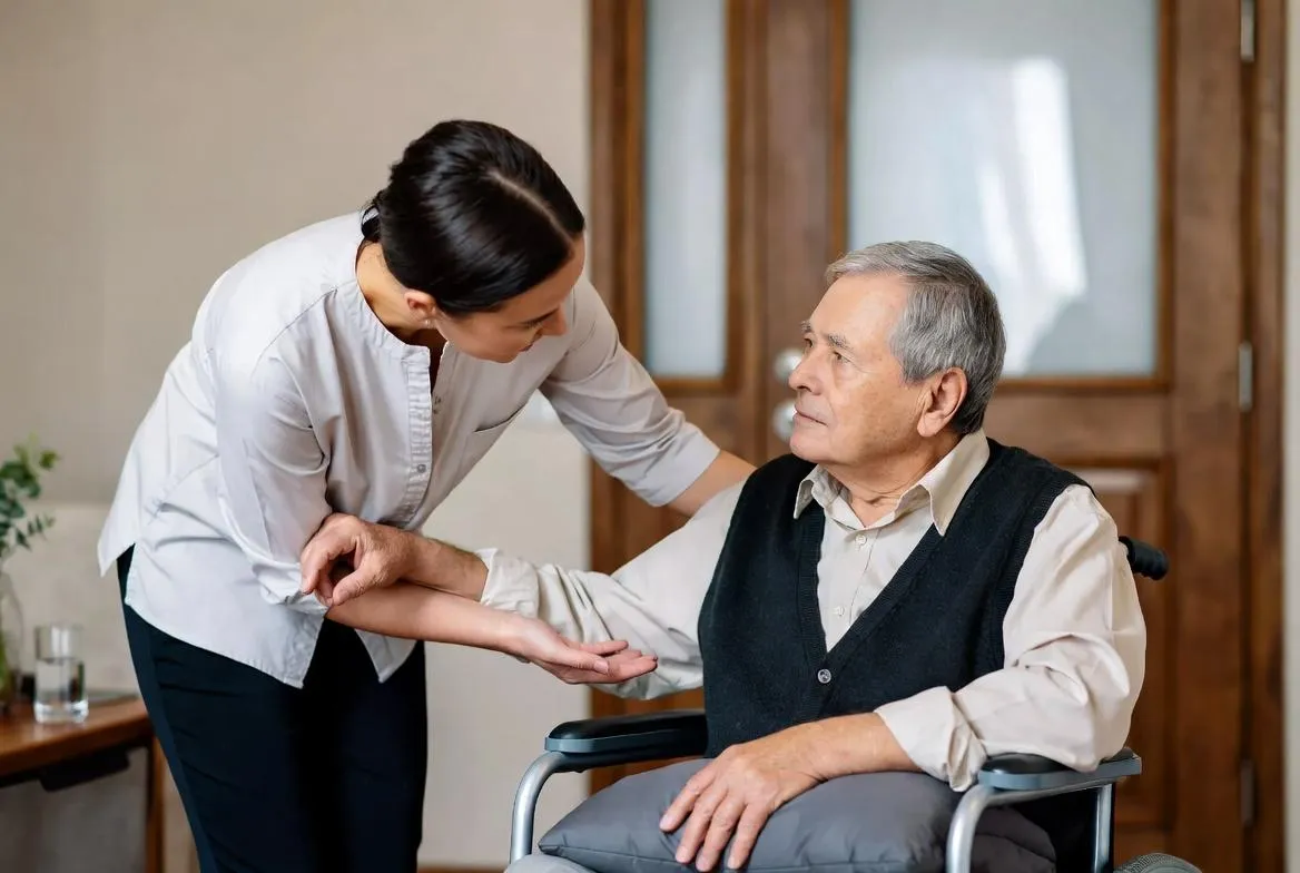 caregiver helping senior