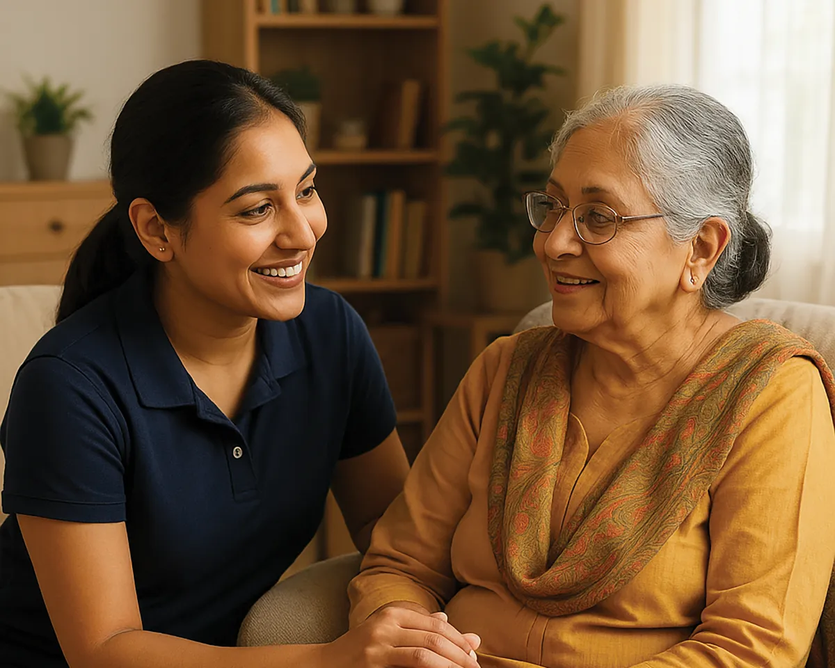 UMAS caregiver at clients house to take care of senior.