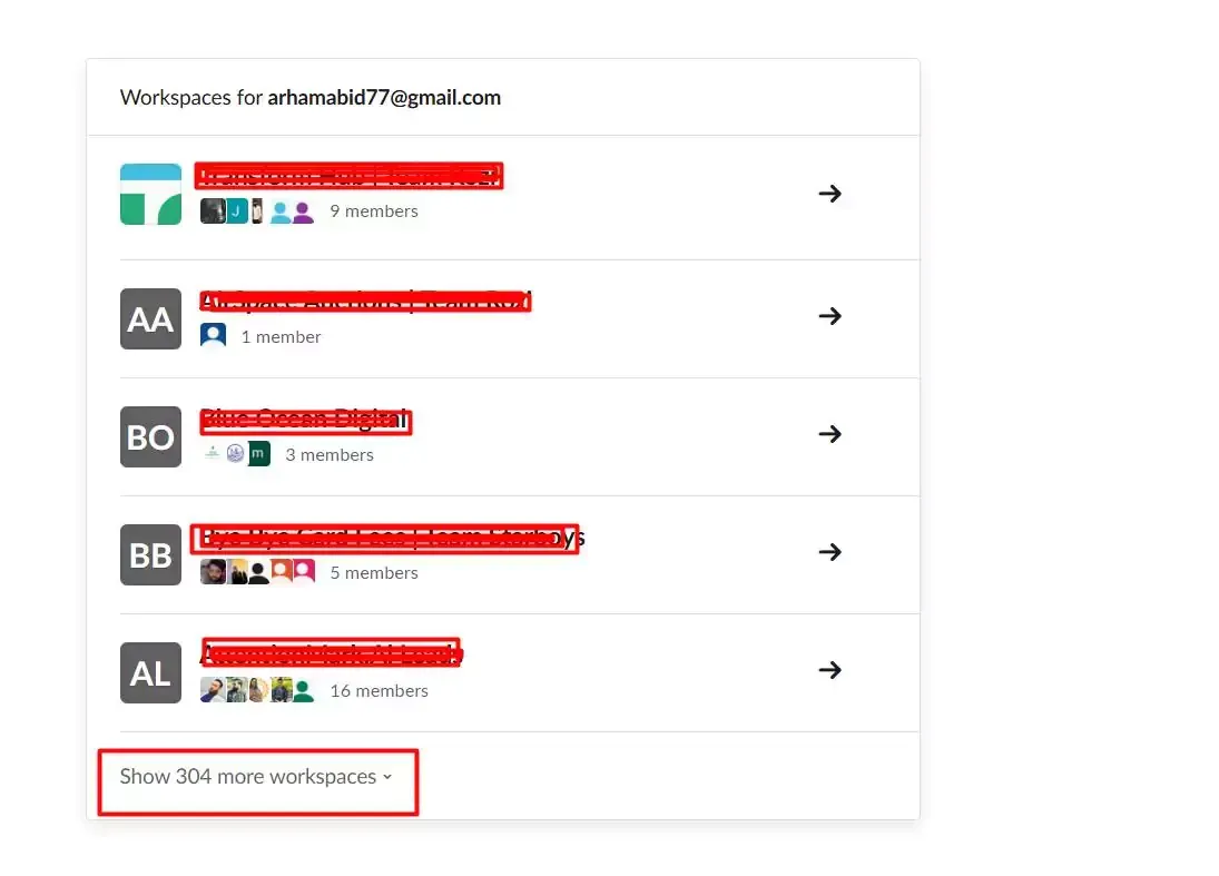 Workspace of client on slack 