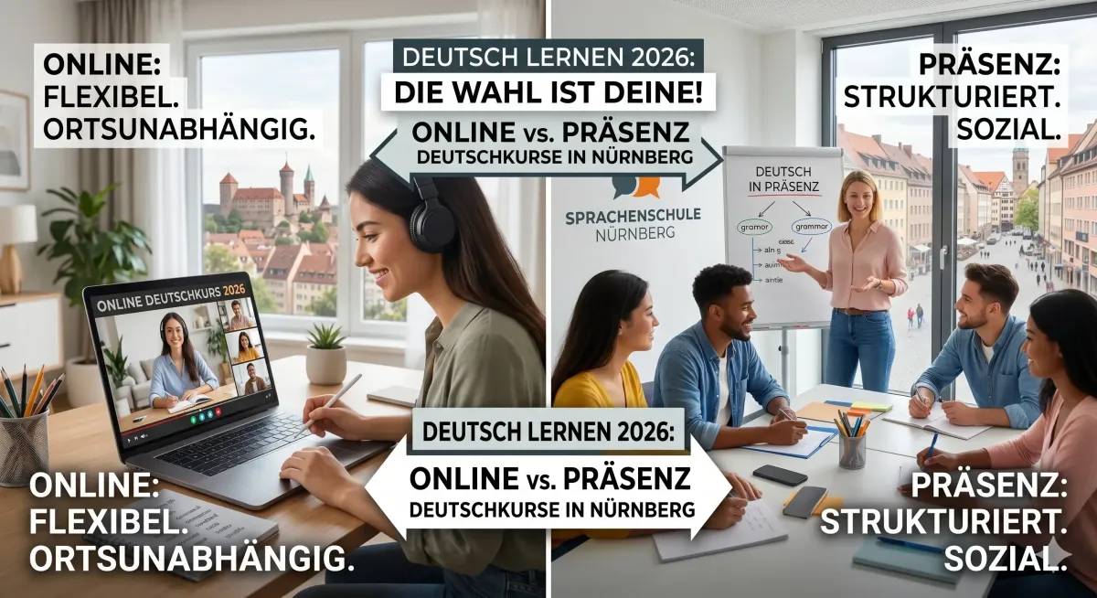 Online Deutschkurse vs. Präsenz in Nürnberg | Vergleich 2026