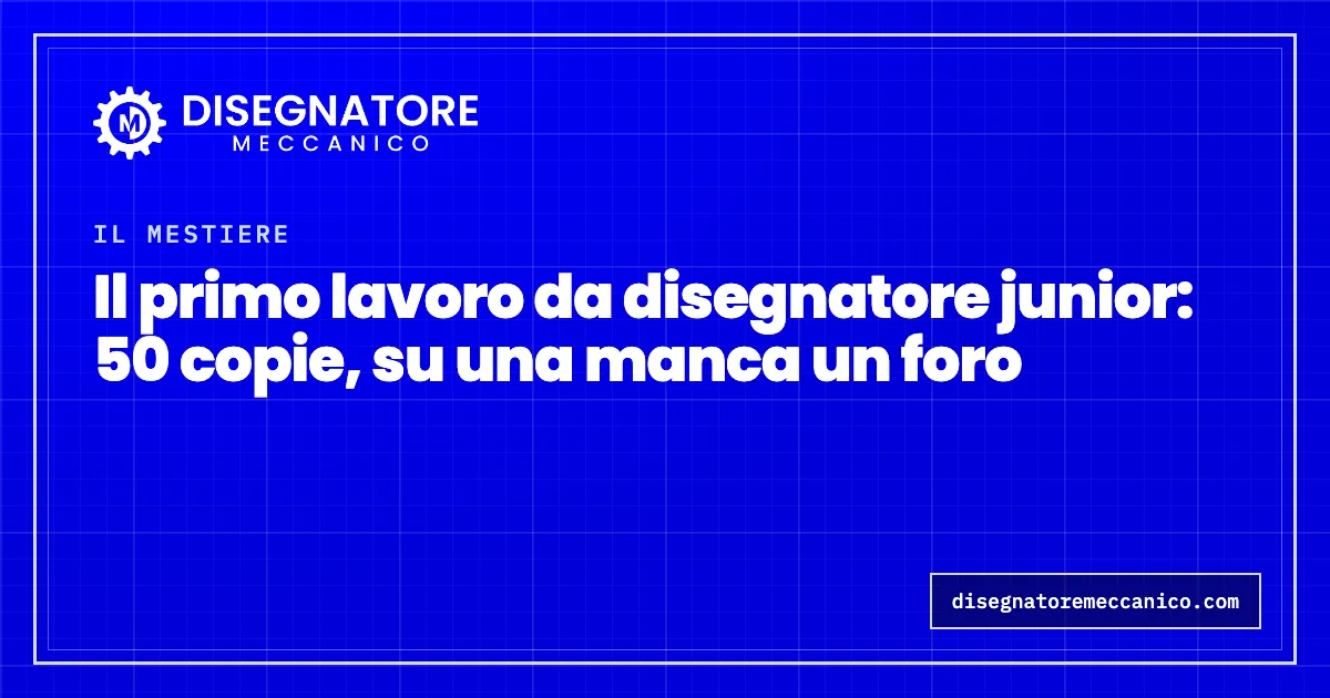 Il primo lavoro da disegnatore junior: 50 copie, su una manca un foro