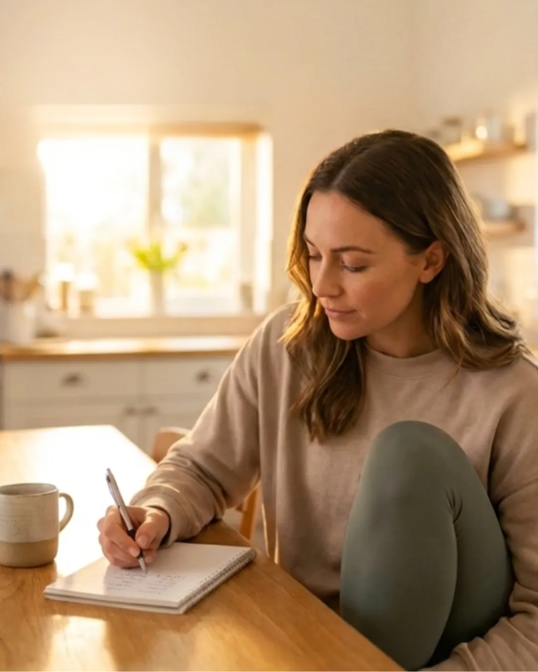 Woman journaling her personalized weight loss plan at home showing how naturally the Ideal Protein Protocol fits into everyday life 