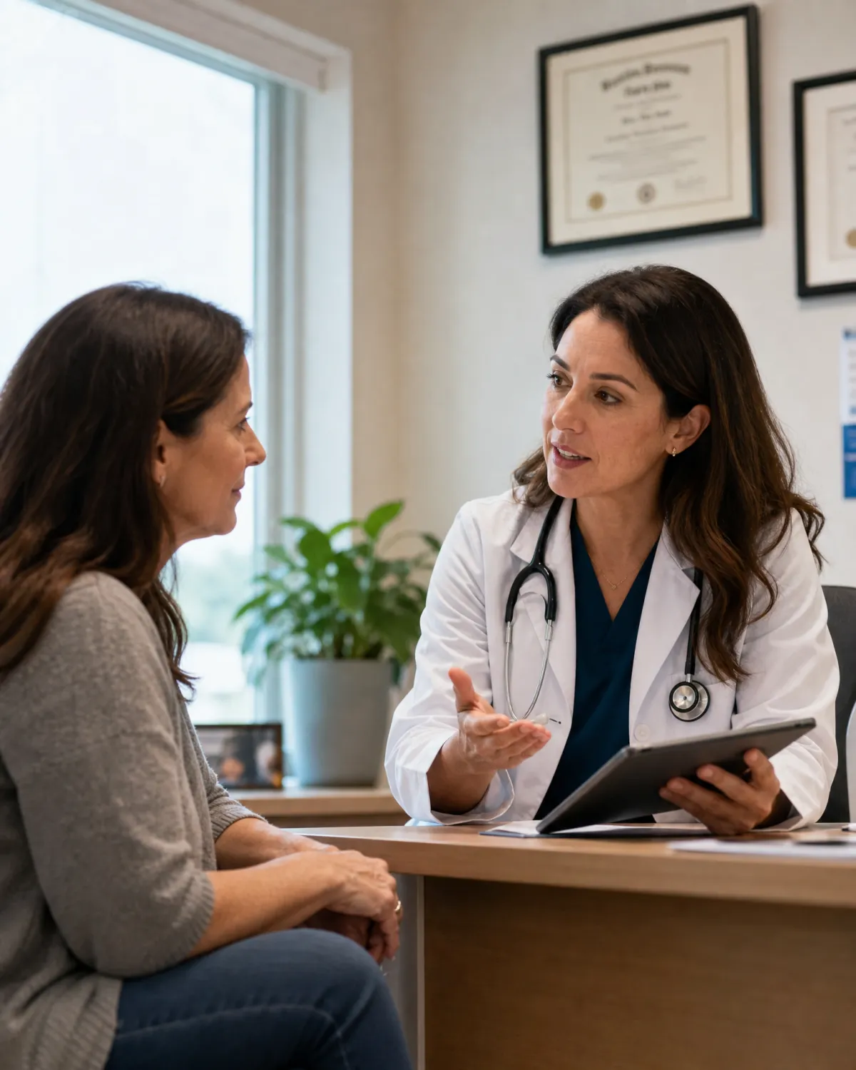 Doctor reviewing weight loss treatment plan with a patient at A Brand New Me Lifestyle Transformation, in Castlegar, BC & online